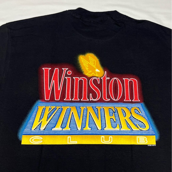 Vtg Winston Winners Club Mens T-Shirt XL 90s Cup Racing Black Pocket A2 - Picture 5 of 9